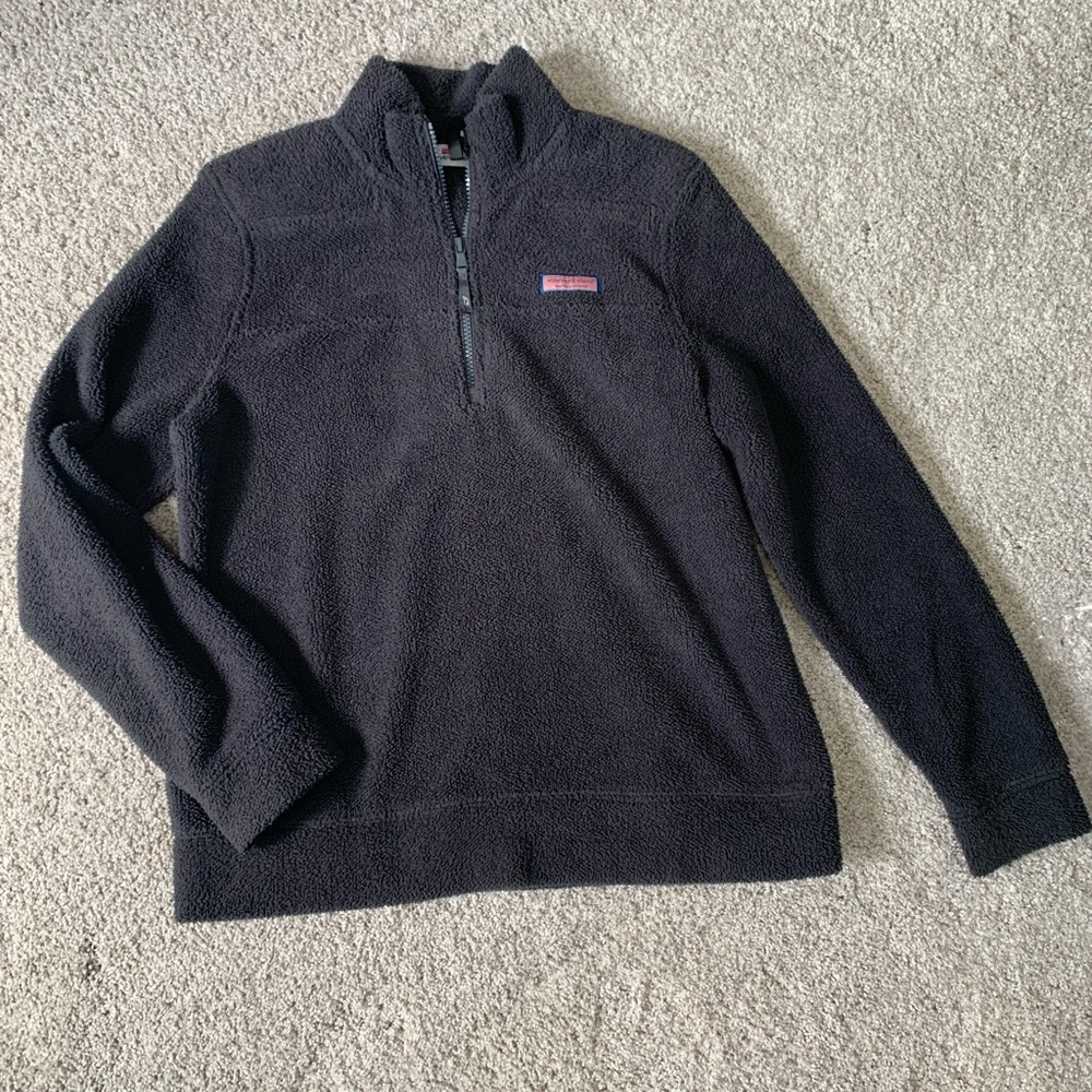 Vineyard Vines Charcoal Gray Quarter Zip Fleece Sweatshirt Jacket Pullover Small